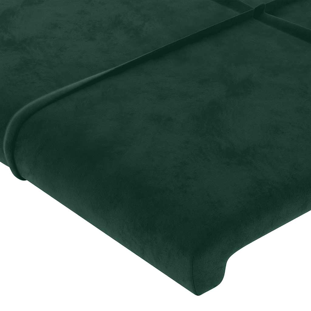 Hoofdbord met randen 203x16x118/128 cm fluweel donkergroen – afbeelding 5