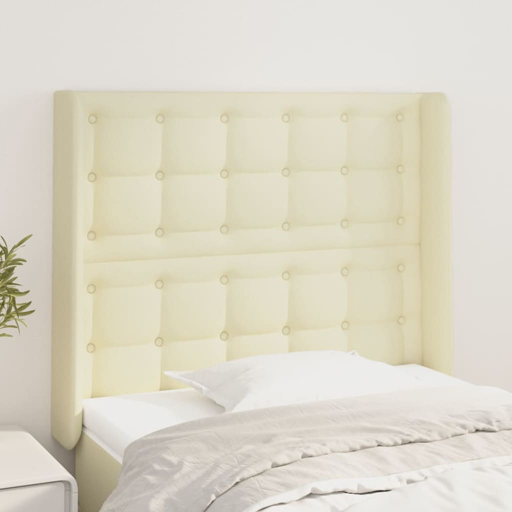 Hoofdbord met randen 83x16x118/128 cm kunstleer crèmekleurig – afbeelding 1