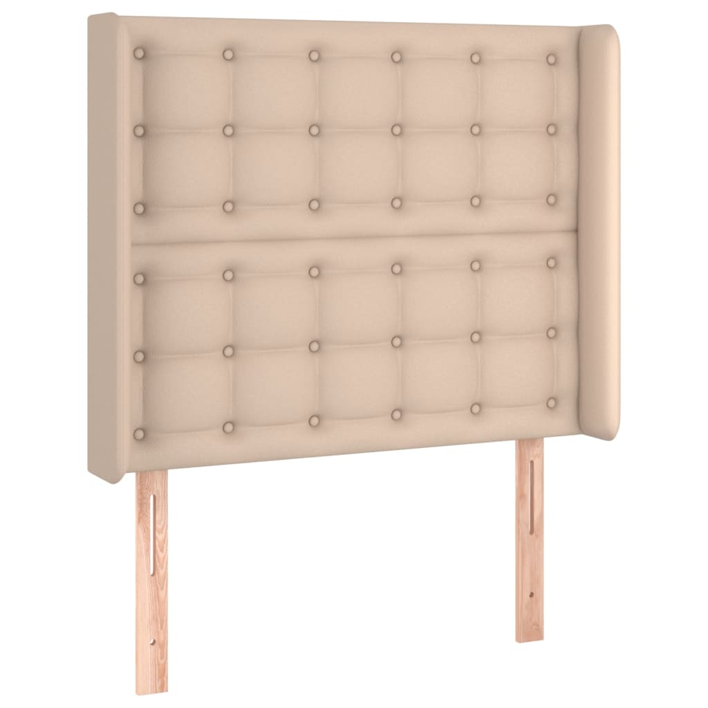 Hoofdbord met randen 83x16x118/128 cm kunstleer cappuccinokleur – afbeelding 2