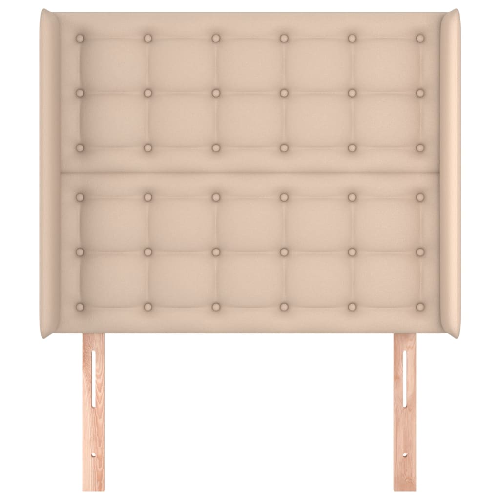 Hoofdbord met randen 83x16x118/128 cm kunstleer cappuccinokleur – afbeelding 3