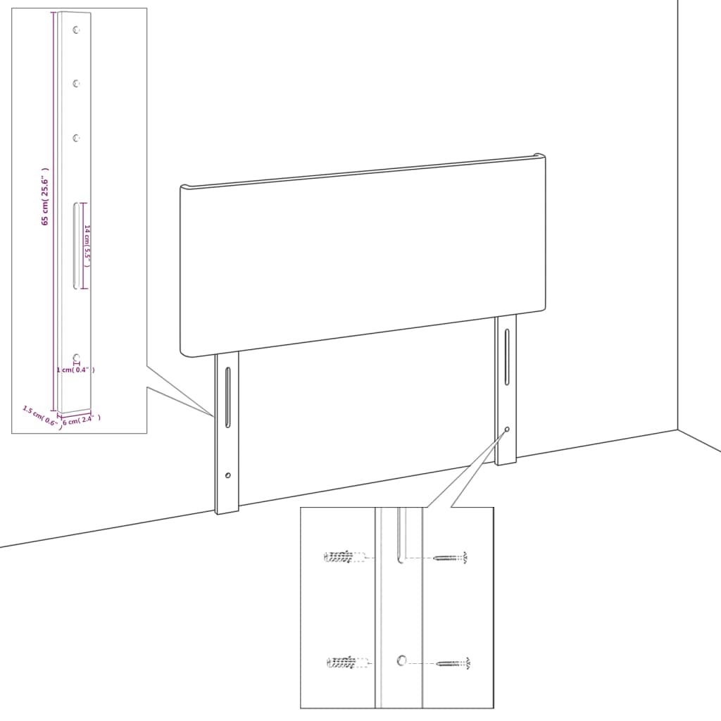 Hoofdbord met randen 83x16x118/128 cm kunstleer cappuccinokleur – afbeelding 7