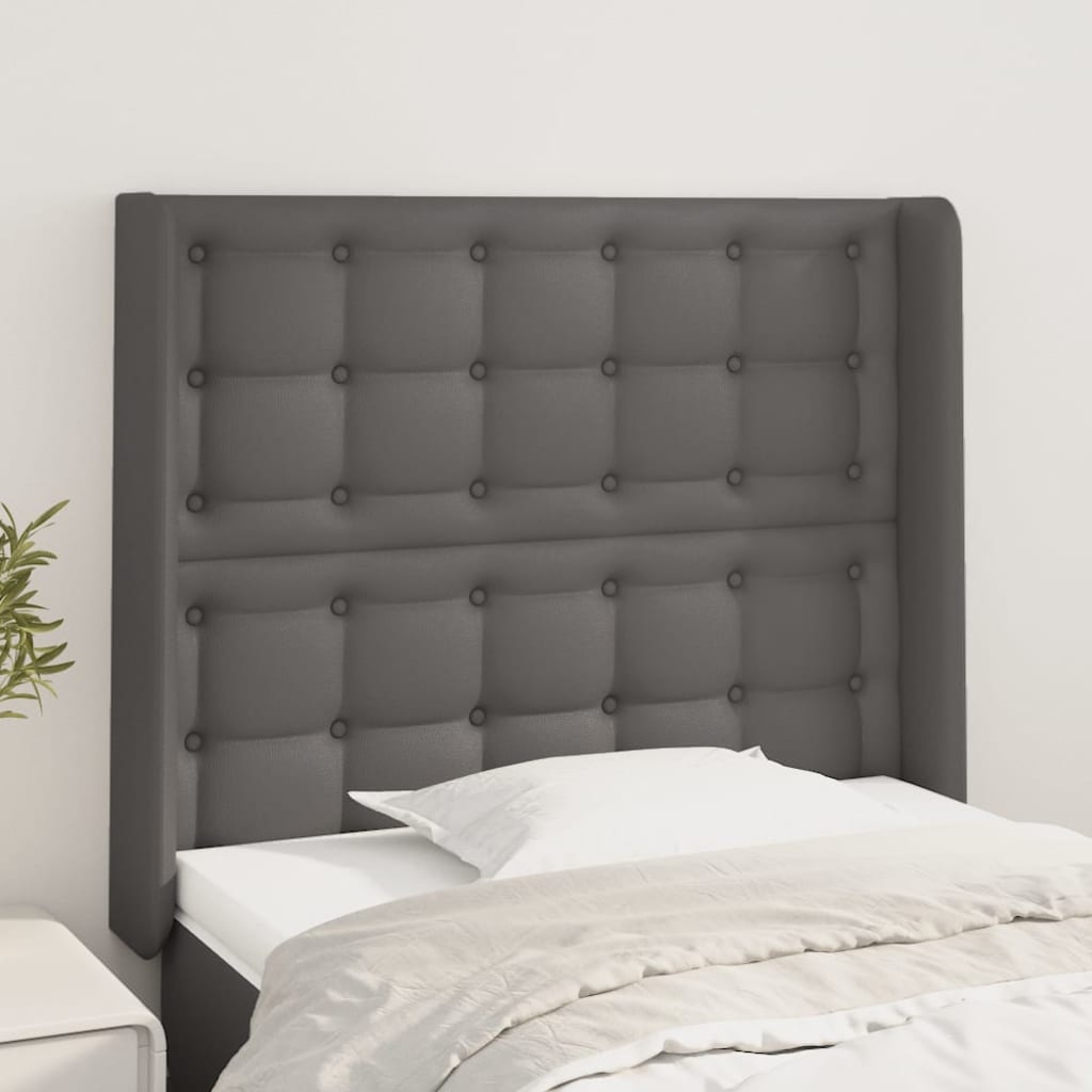 Hoofdbord met randen 93x16x118/128 cm kunstleer grijs
