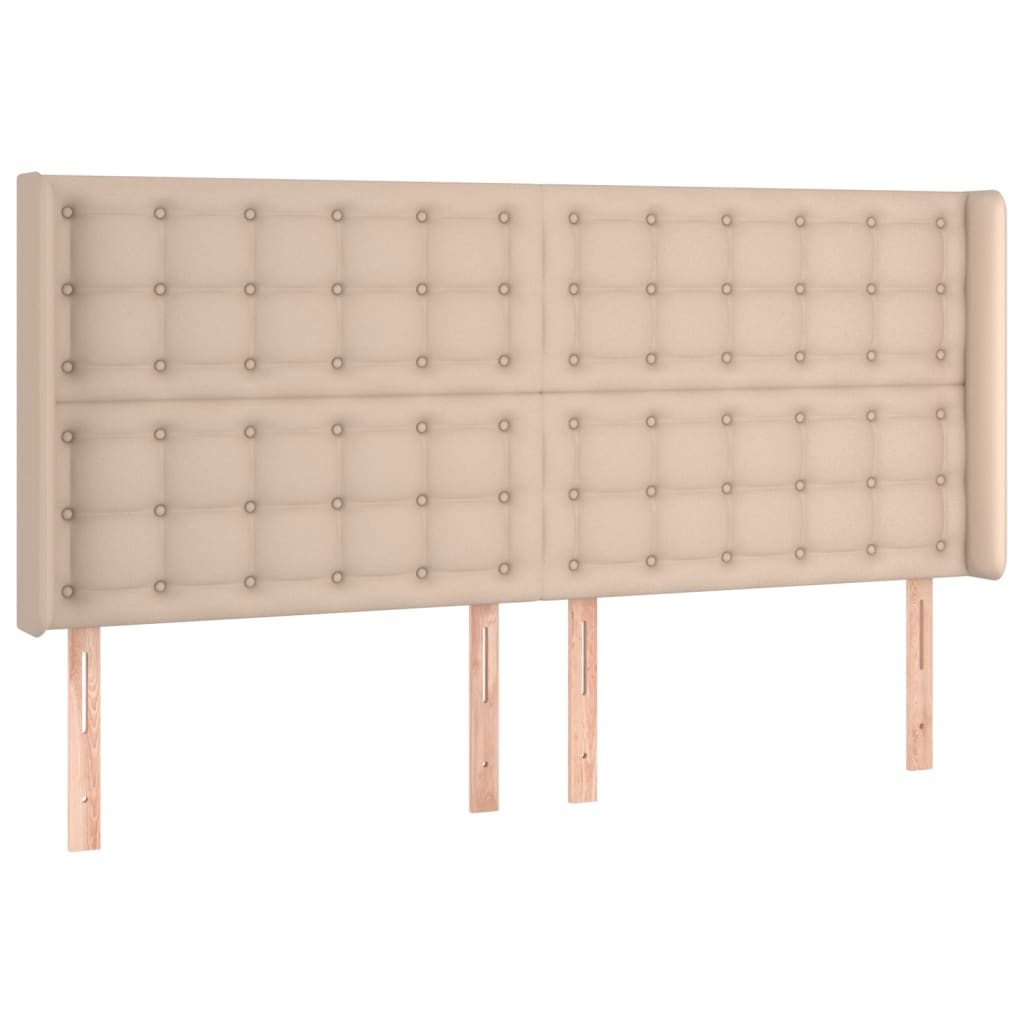 Hoofdbord met randen 163x16x118/128cm kunstleer cappuccinokleur – afbeelding 2