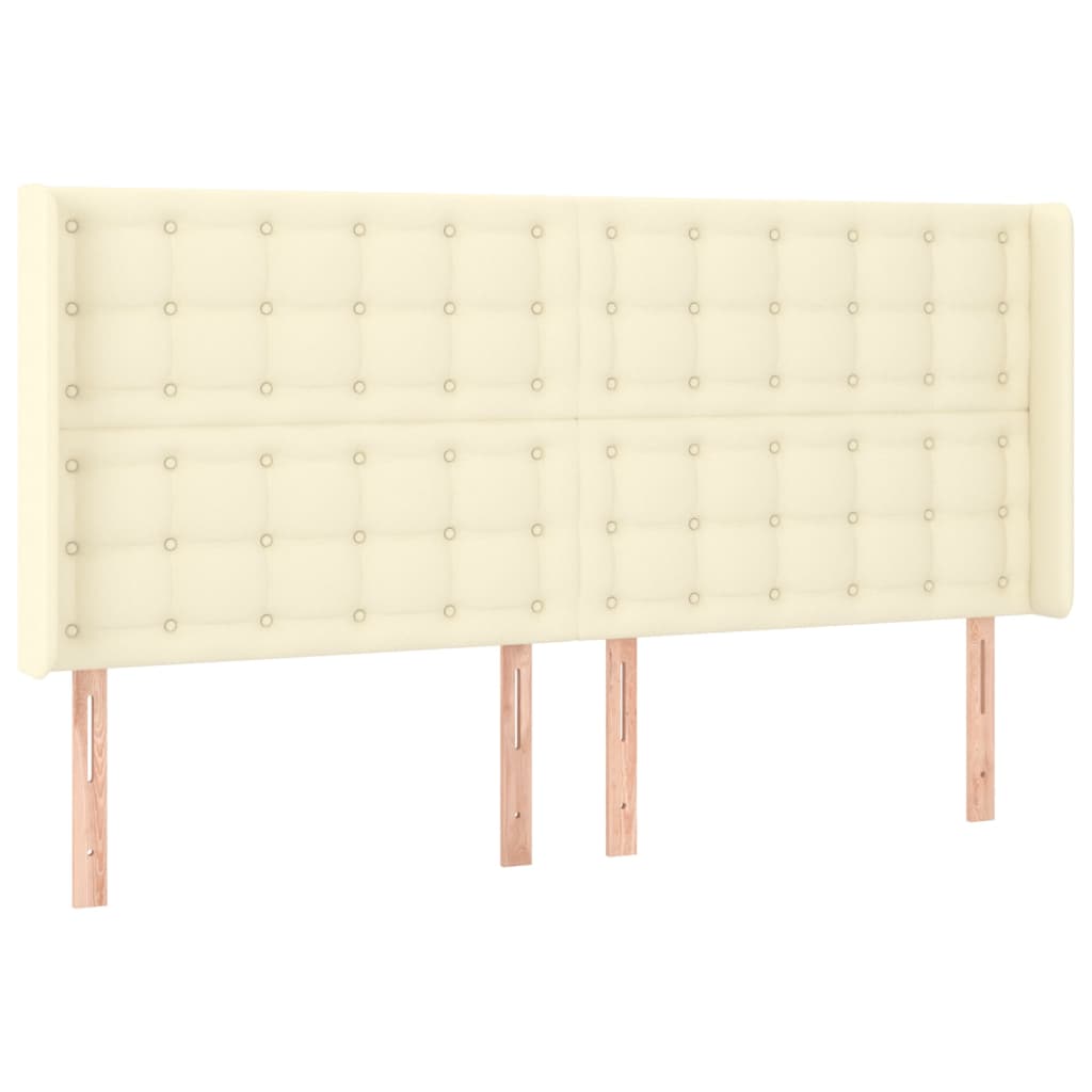 Hoofdbord met randen 183x16x118/128 cm kunstleer crèmekleurig – afbeelding 2