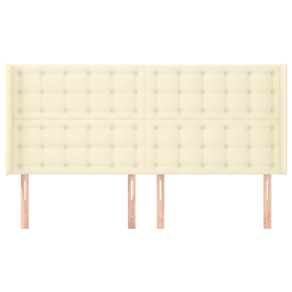 Hoofdbord met randen 183x16x118/128 cm kunstleer crèmekleurig – afbeelding 3