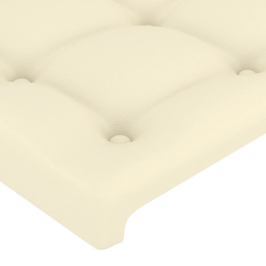 Hoofdbord met randen 183x16x118/128 cm kunstleer crèmekleurig – afbeelding 5