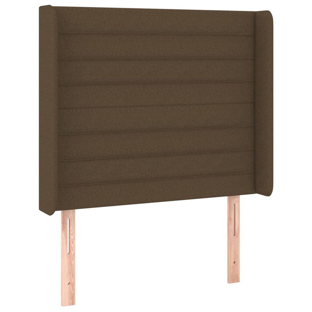 Hoofdbord met randen 83x16x118/128 cm stof donkerbruin – afbeelding 2