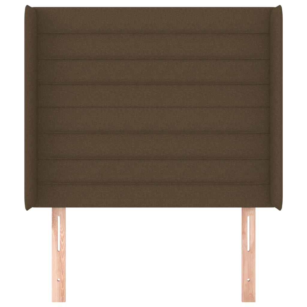 Hoofdbord met randen 83x16x118/128 cm stof donkerbruin – afbeelding 3