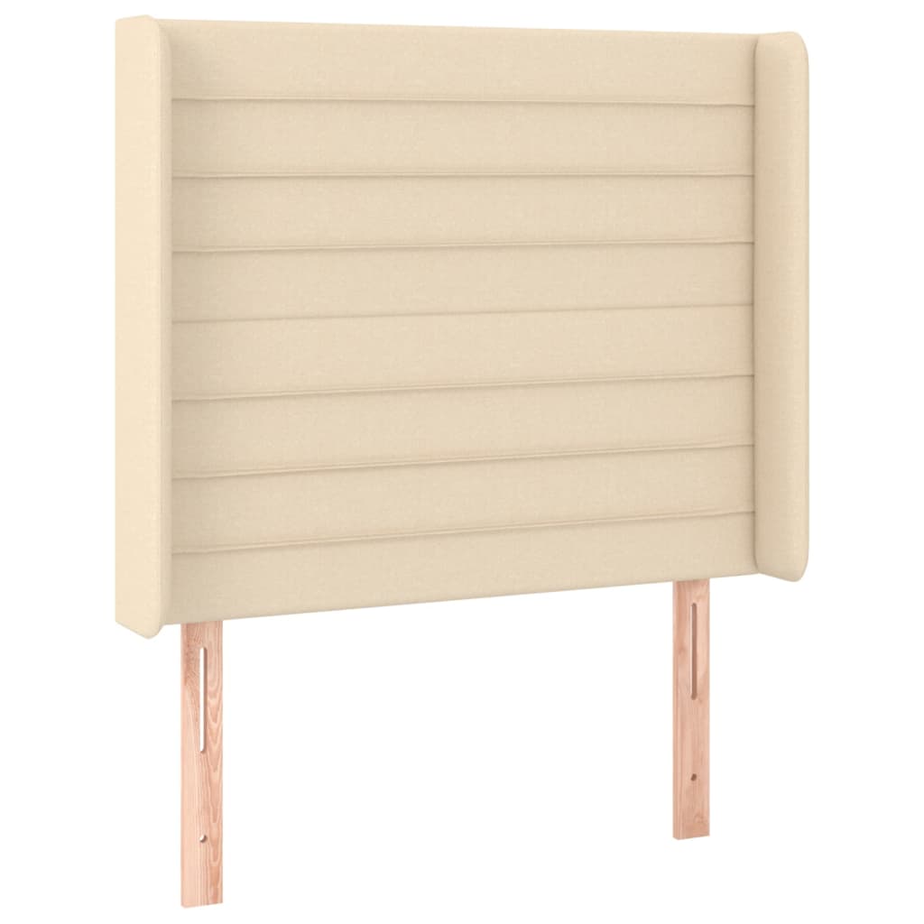 Hoofdbord met randen 83x16x118/128 cm stof crèmekleurig – afbeelding 2