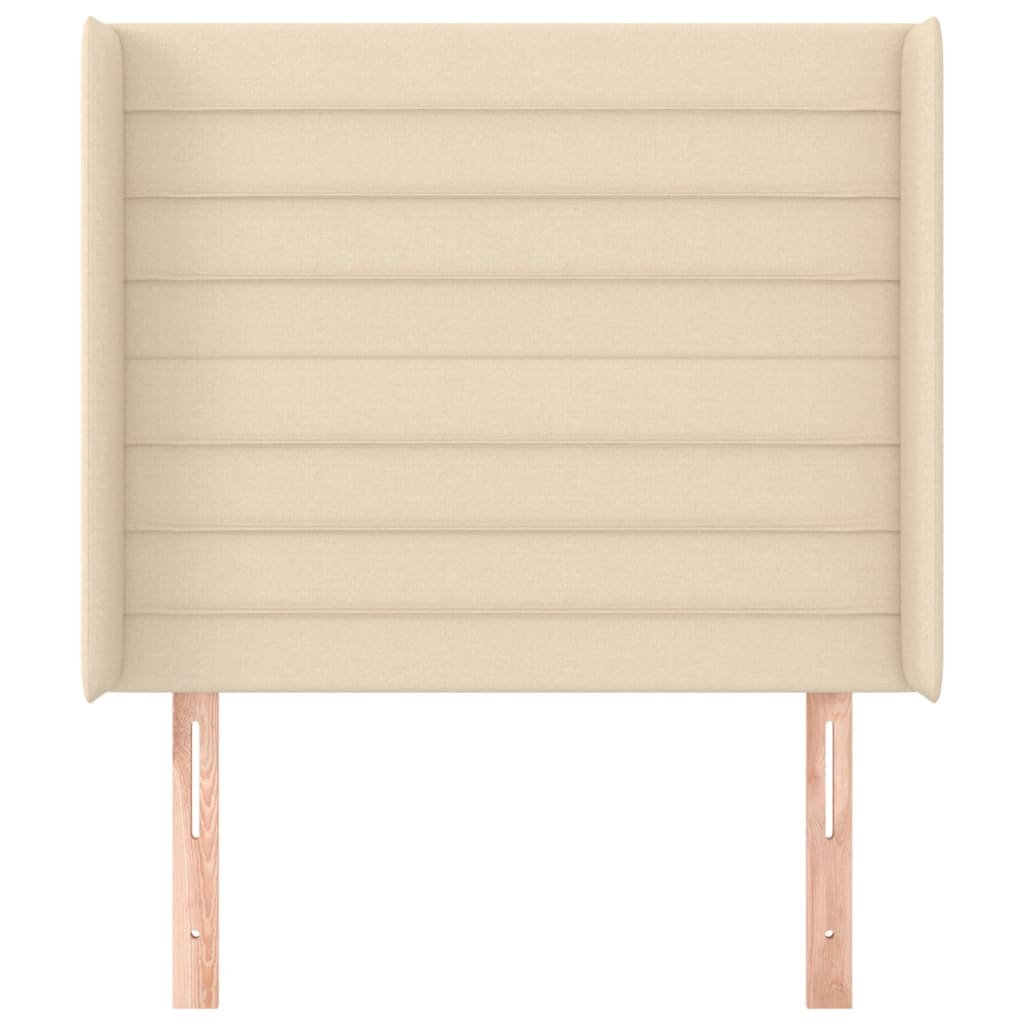 Hoofdbord met randen 83x16x118/128 cm stof crèmekleurig – afbeelding 3