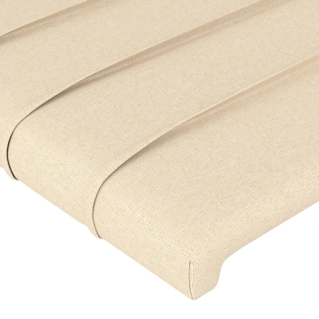 Hoofdbord met randen 83x16x118/128 cm stof crèmekleurig – afbeelding 5