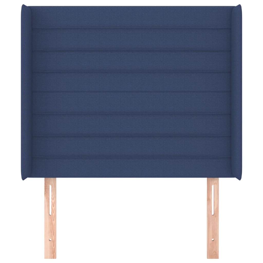 Hoofdbord met randen 83x16x118/128 cm stof blauw – afbeelding 3