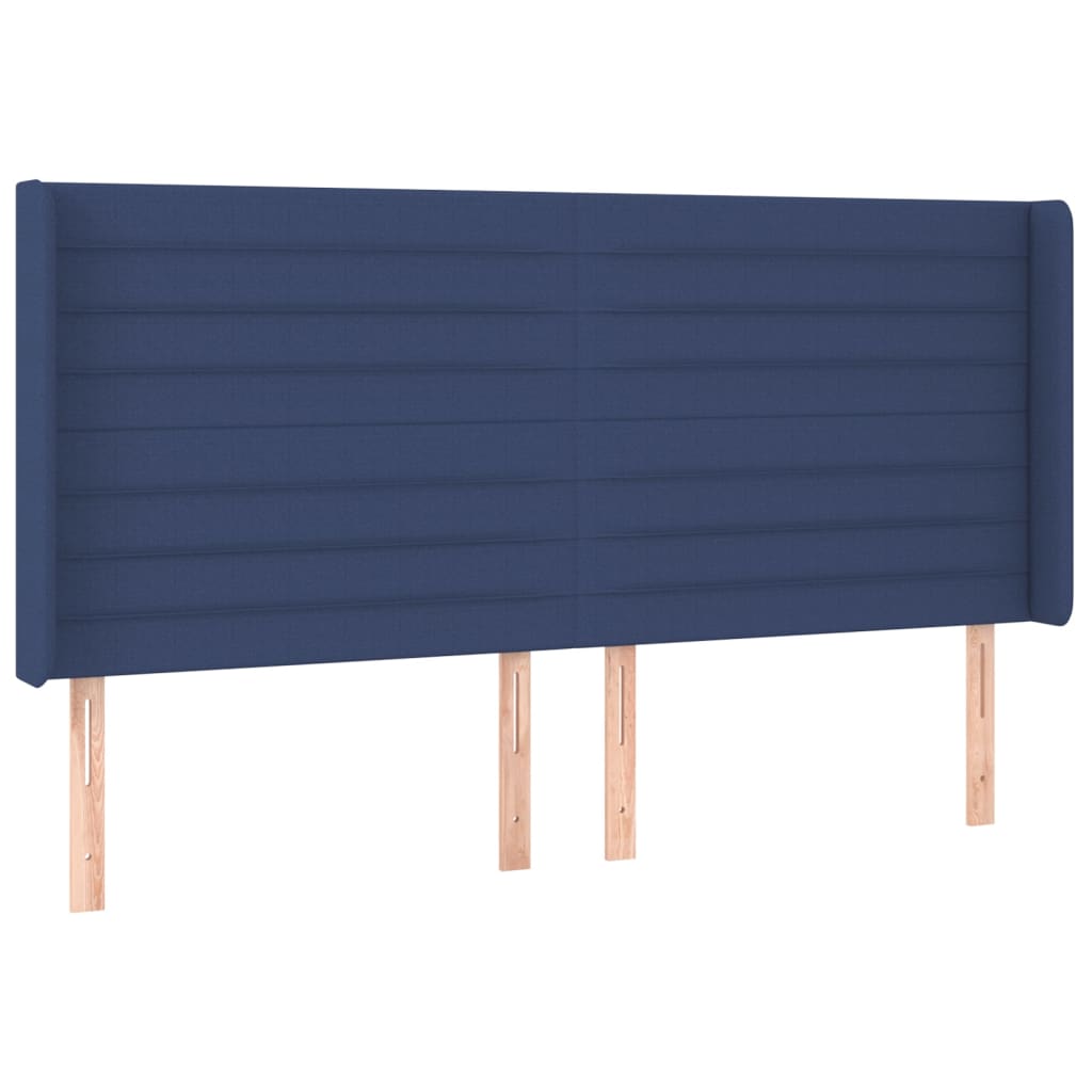 Hoofdbord met randen 163x16x118/128 cm stof blauw – afbeelding 2