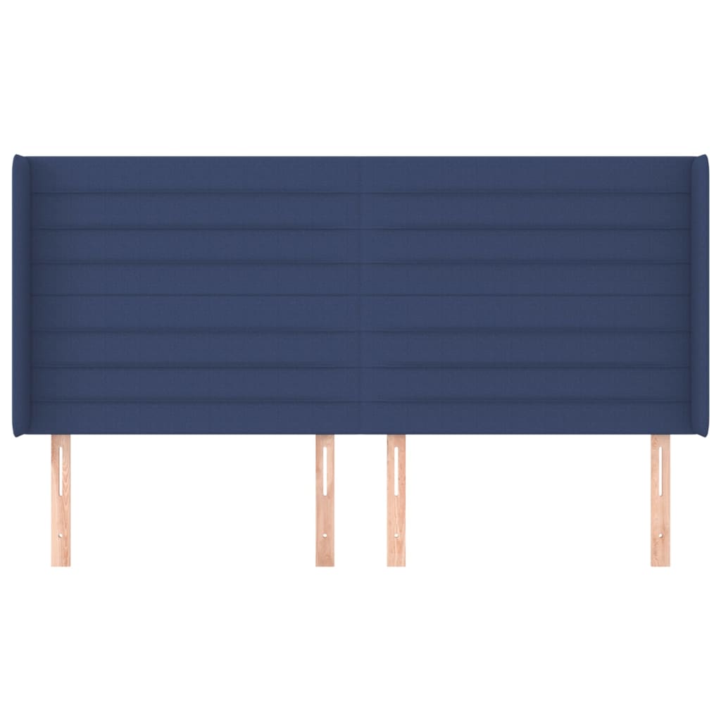 Hoofdbord met randen 163x16x118/128 cm stof blauw – afbeelding 3