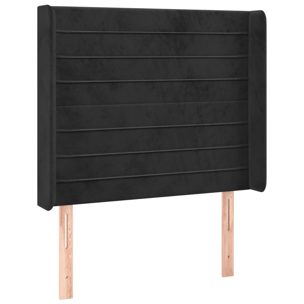 Hoofdbord met randen 83x16x118/128 cm fluweel zwart – afbeelding 2