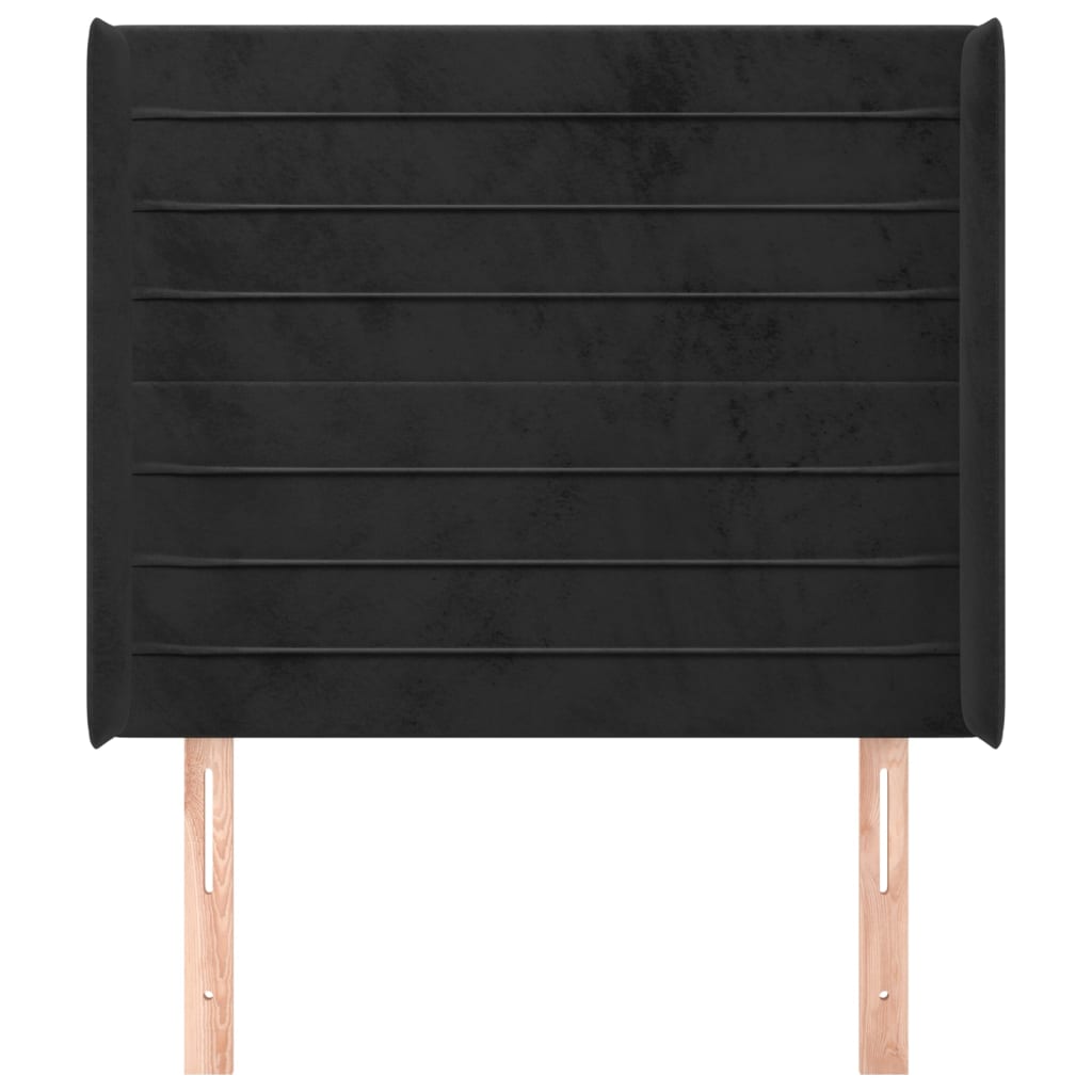 Hoofdbord met randen 83x16x118/128 cm fluweel zwart – afbeelding 3