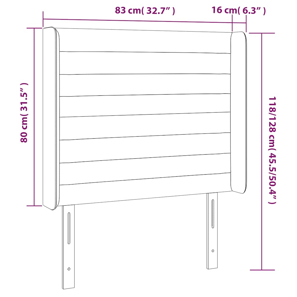Hoofdbord met randen 83x16x118/128 cm fluweel groen – afbeelding 7