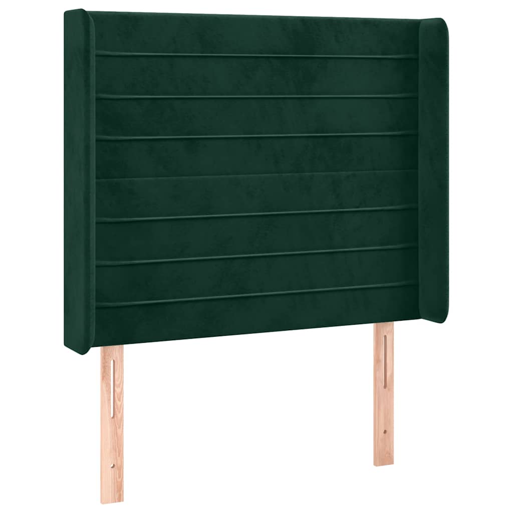 Hoofdbord met randen 93x16x118/128 cm fluweel donkergroen – afbeelding 2