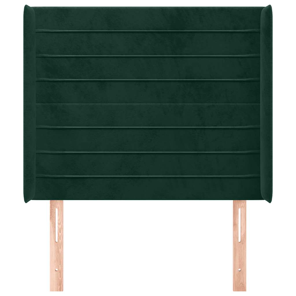 Hoofdbord met randen 93x16x118/128 cm fluweel donkergroen – afbeelding 3