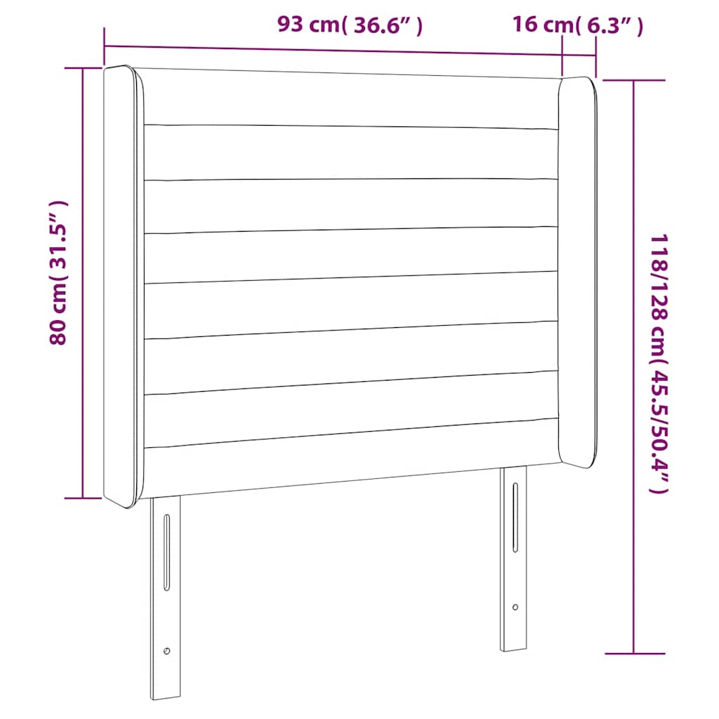 Hoofdbord met randen 93x16x118/128 cm fluweel donkergroen – afbeelding 7
