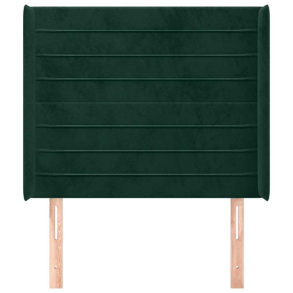Hoofdbord met randen 103x16x118/128 cm fluweel donkergroen – afbeelding 3