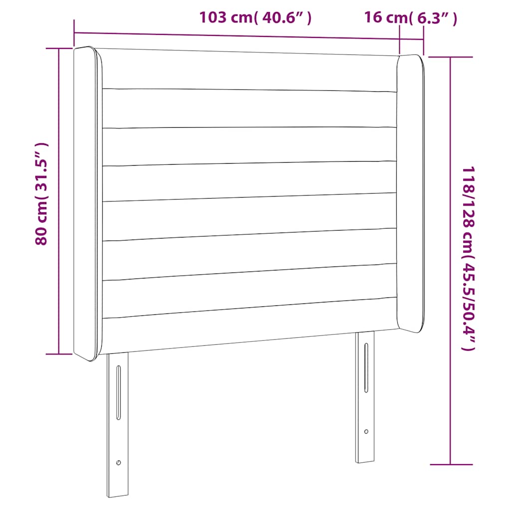 Hoofdbord met randen 103x16x118/128 cm fluweel donkergroen – afbeelding 7