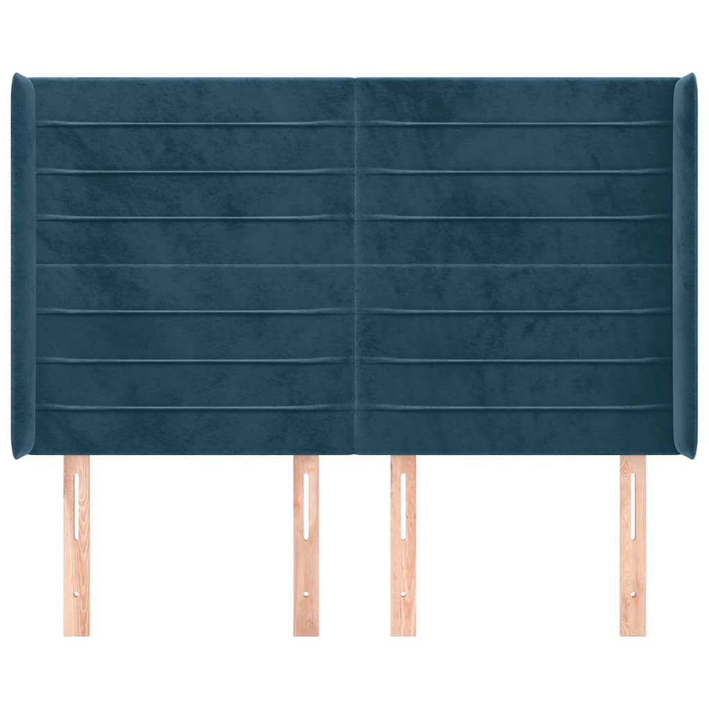 Hoofdbord met randen 147x16x118/128 cm fluweel donkerblauw – afbeelding 3