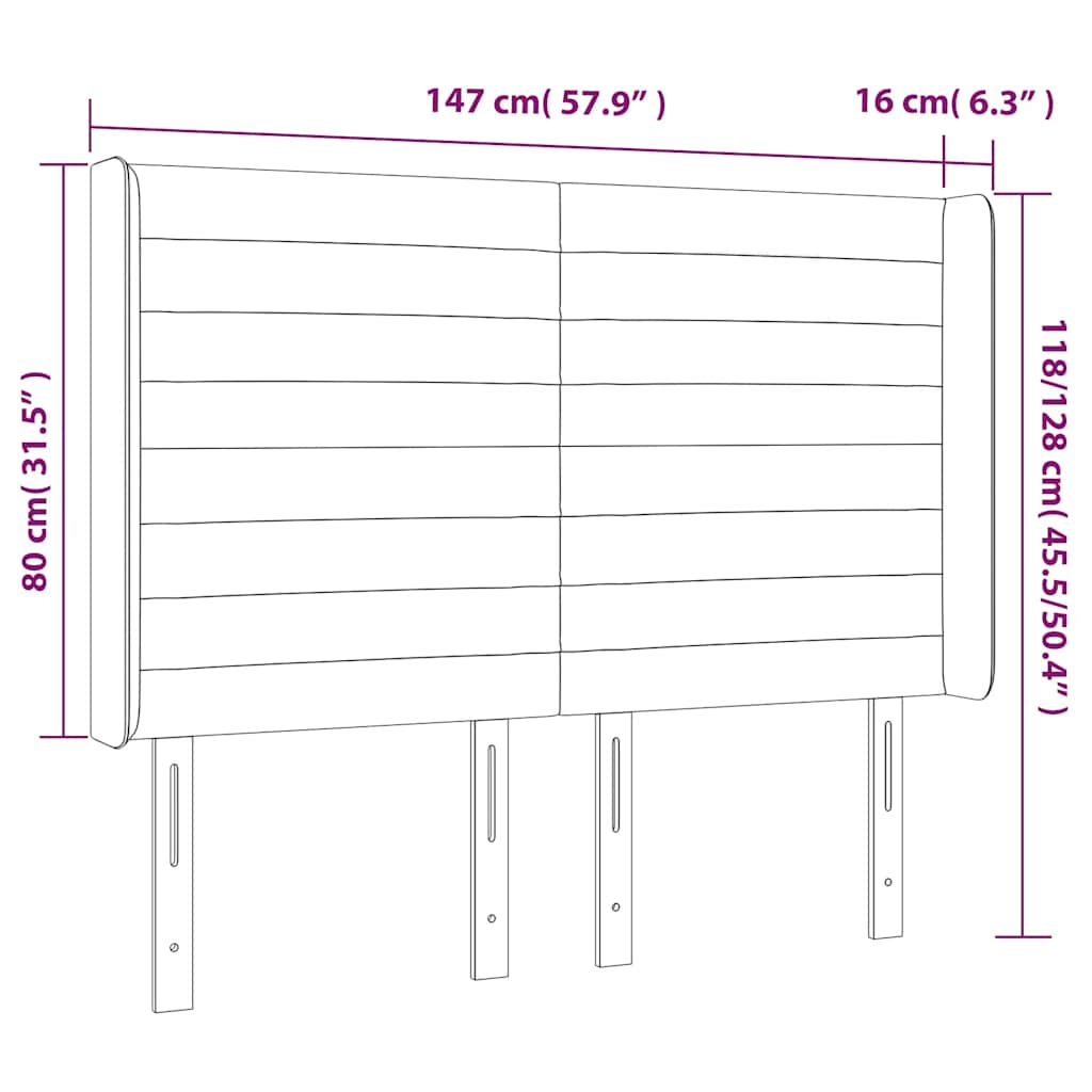 Hoofdbord met randen 147x16x118/128 cm fluweel donkerblauw – afbeelding 9