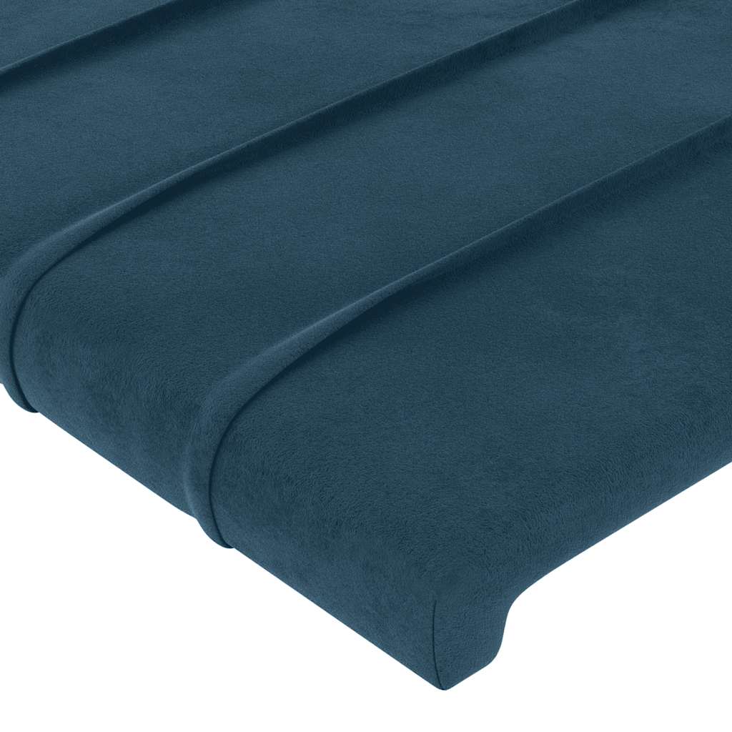 Hoofdbord met randen 203x16x118/128 cm fluweel donkerblauw – afbeelding 5
