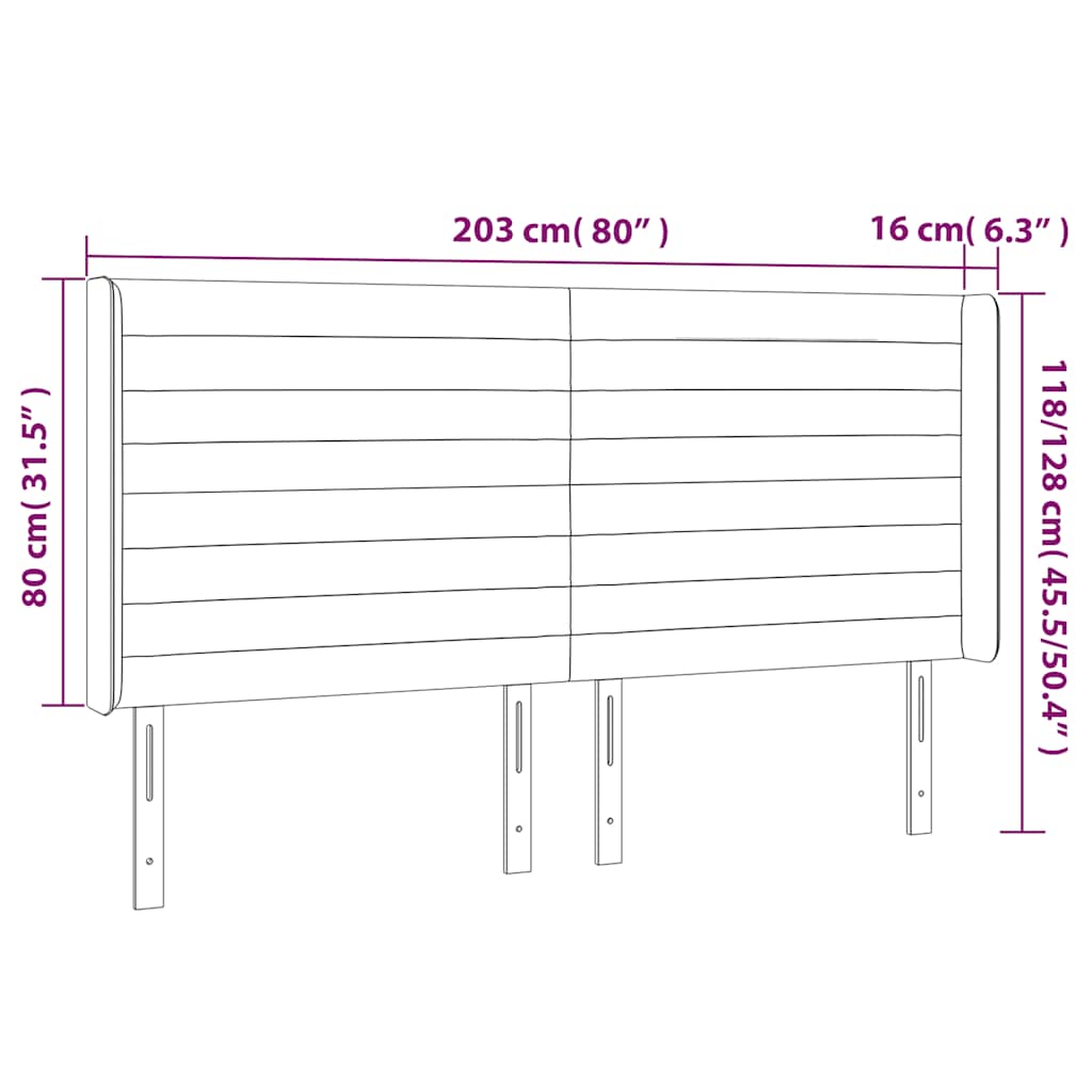 Hoofdbord met randen 203x16x118/128 cm fluweel donkerblauw – afbeelding 9