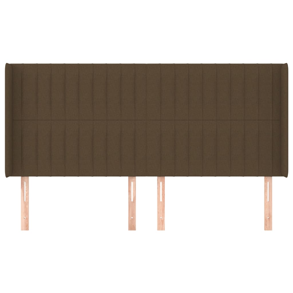 Hoofdbord met randen 163x16x118/128 cm stof donkerbruin – afbeelding 3
