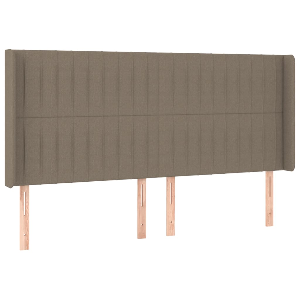 Hoofdbord met randen 203x16x118/128 cm stof taupe – afbeelding 2