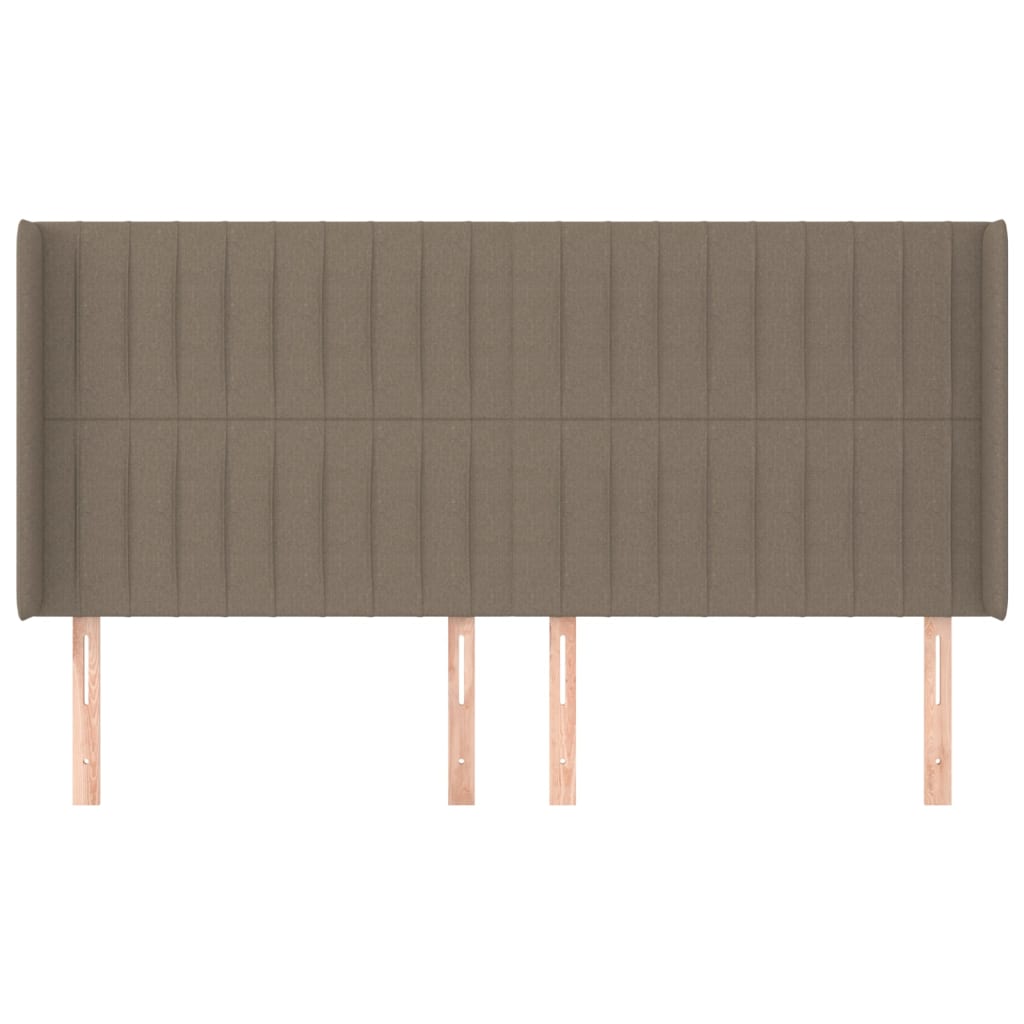 Hoofdbord met randen 203x16x118/128 cm stof taupe – afbeelding 3
