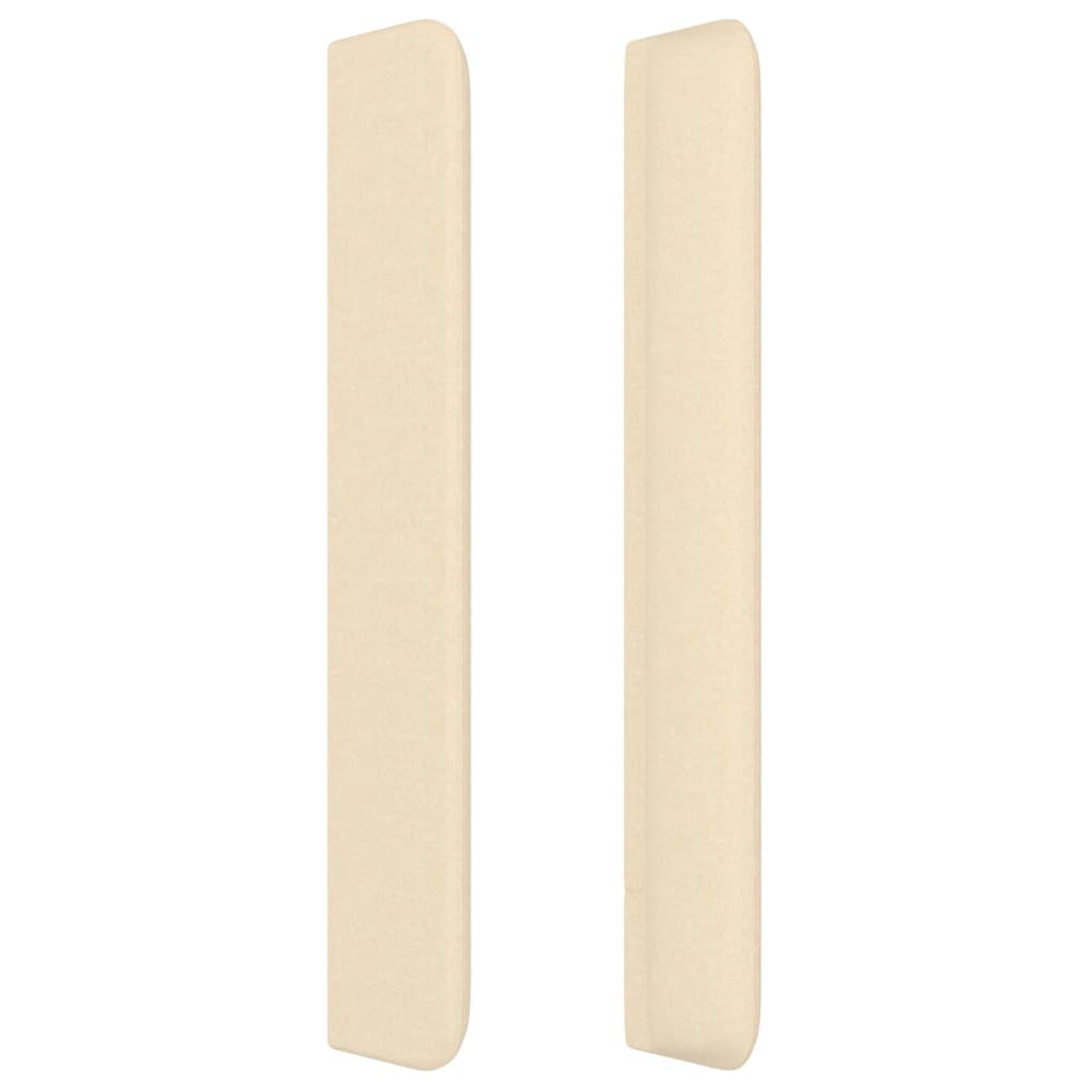 Hoofdbord met randen 203x16x118/128 cm stof crèmekleurig – afbeelding 4