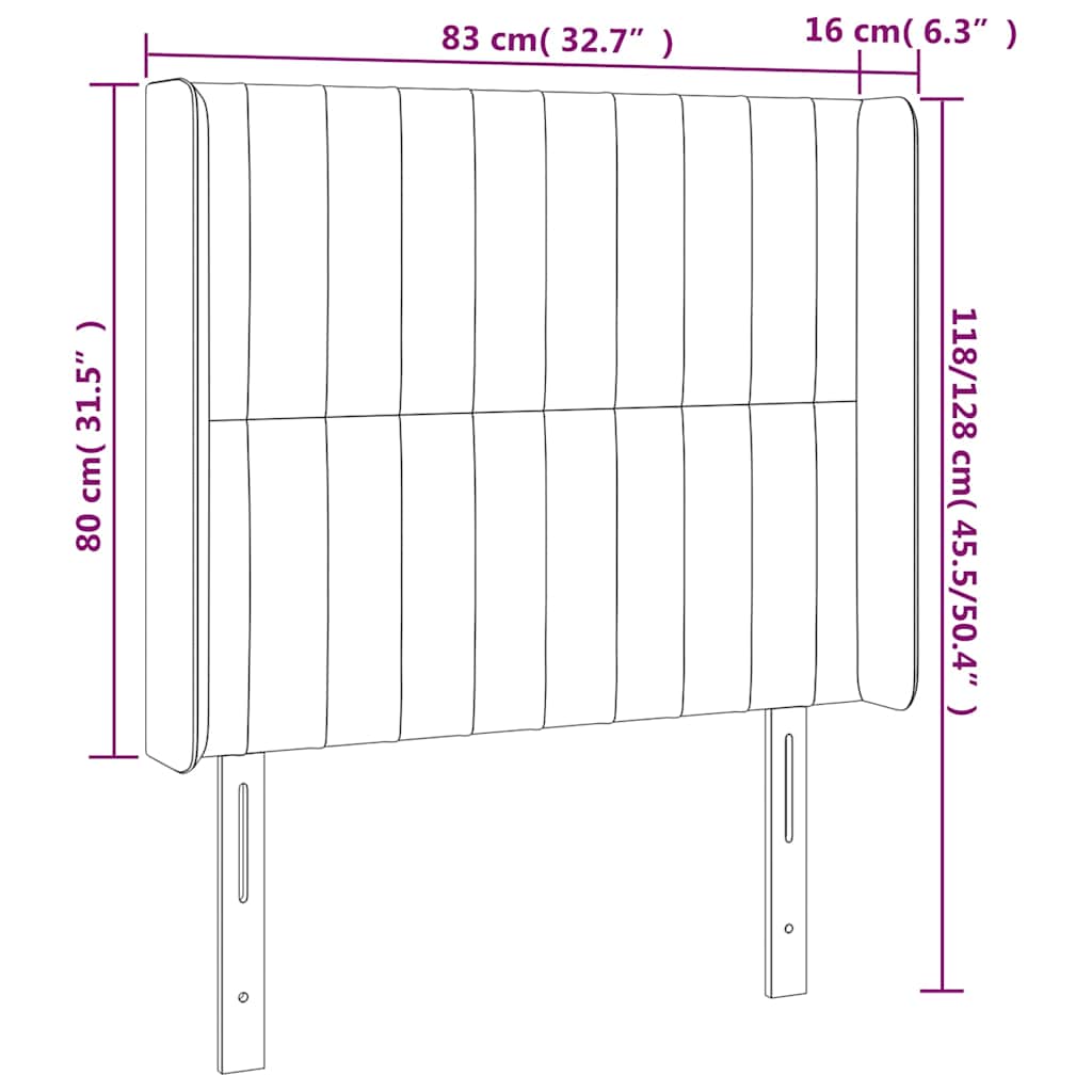 Hoofdbord met randen 83x16x118/128 cm fluweel groen – afbeelding 7