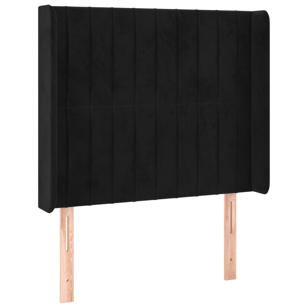 Hoofdbord met randen 103x16x118/128 cm fluweel zwart – afbeelding 2