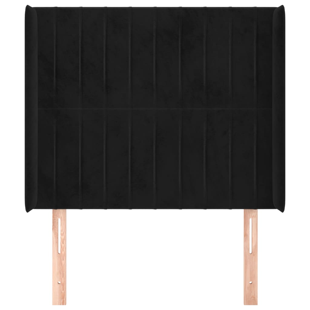 Hoofdbord met randen 103x16x118/128 cm fluweel zwart – afbeelding 3