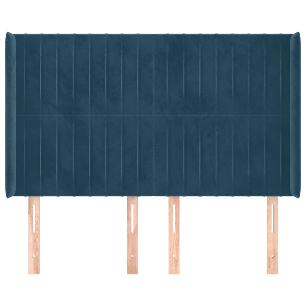 Hoofdbord met randen 147x16x118/128 cm fluweel donkerblauw – afbeelding 3