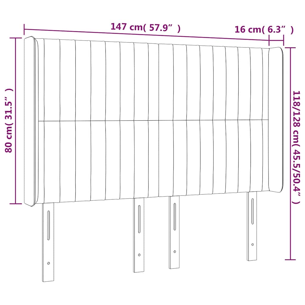 Hoofdbord met randen 147x16x118/128 cm fluweel donkerblauw – afbeelding 9