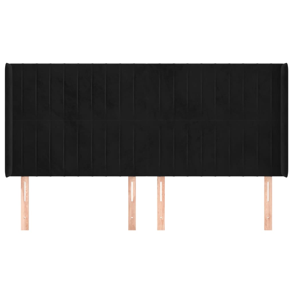 Hoofdbord met randen 183x16x118/128 cm fluweel zwart – afbeelding 3