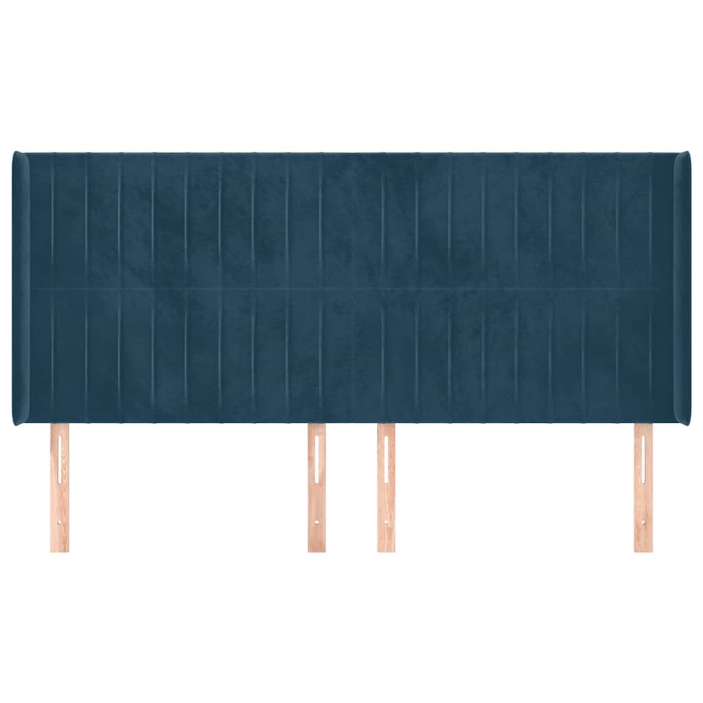 Hoofdbord met randen 183x16x118/128 cm fluweel donkerblauw – afbeelding 3