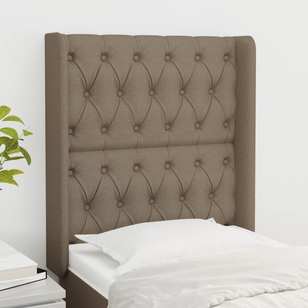 Hoofdbord met randen 83x16x118/128 cm stof taupe