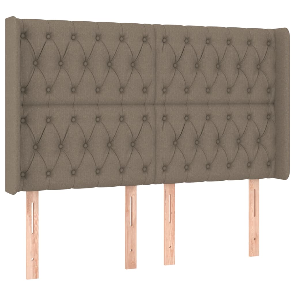 Hoofdbord met randen 163x16x118/128 cm stof taupe – afbeelding 2