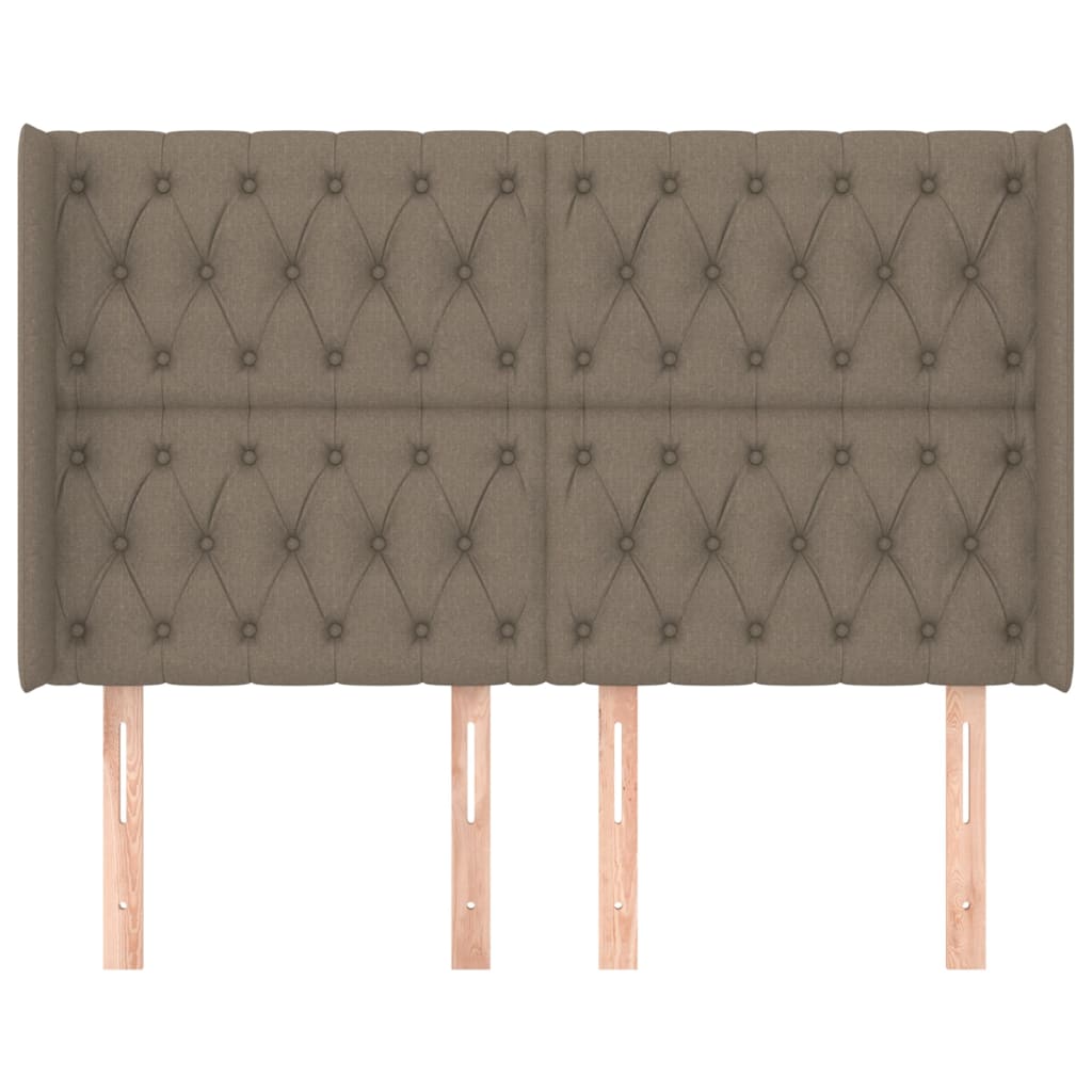 Hoofdbord met randen 163x16x118/128 cm stof taupe – afbeelding 3