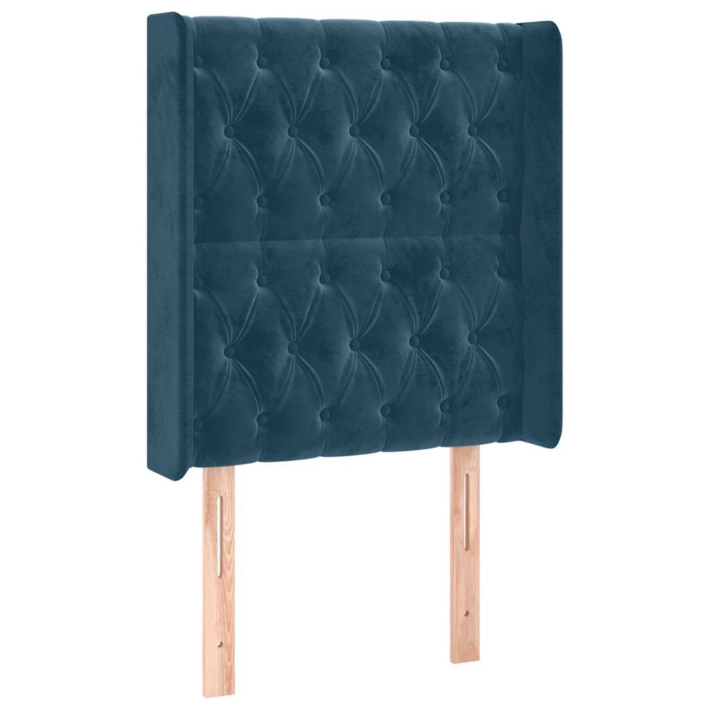 Hoofdbord met randen 83x16x118/128 cm fluweel blauw – afbeelding 2