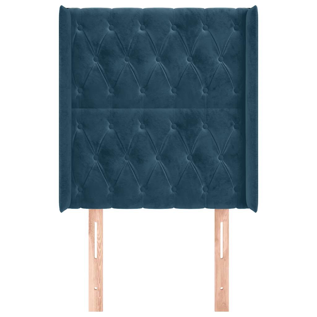 Hoofdbord met randen 83x16x118/128 cm fluweel blauw – afbeelding 3