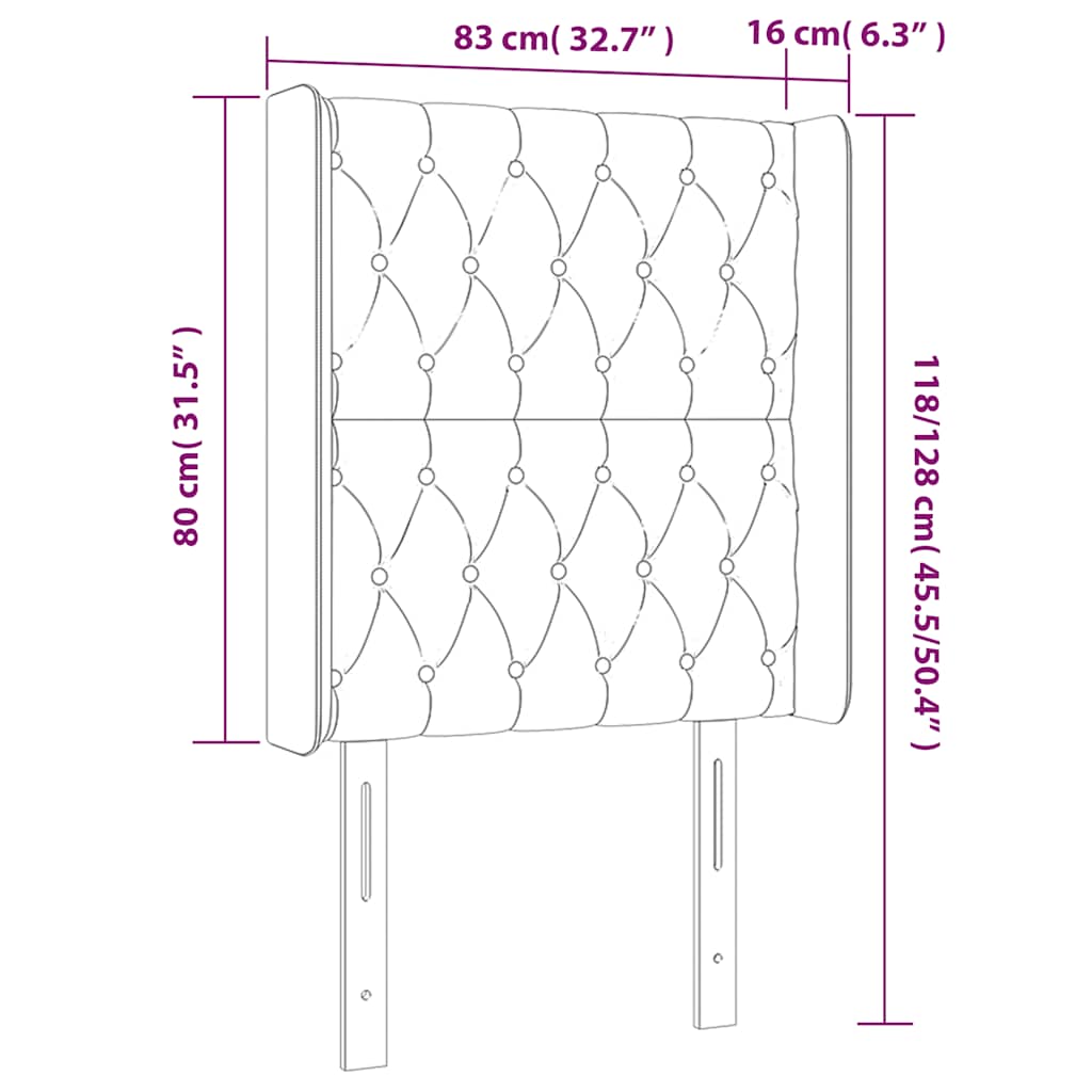 Hoofdbord met randen 83x16x118/128 cm fluweel blauw – afbeelding 9