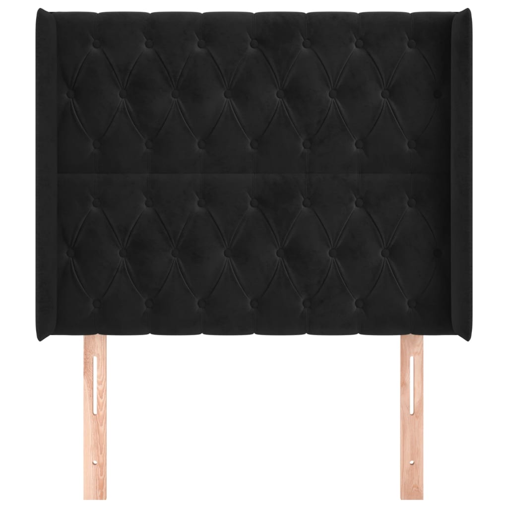 Hoofdbord met randen 93x16x118/128 cm fluweel zwart – afbeelding 3