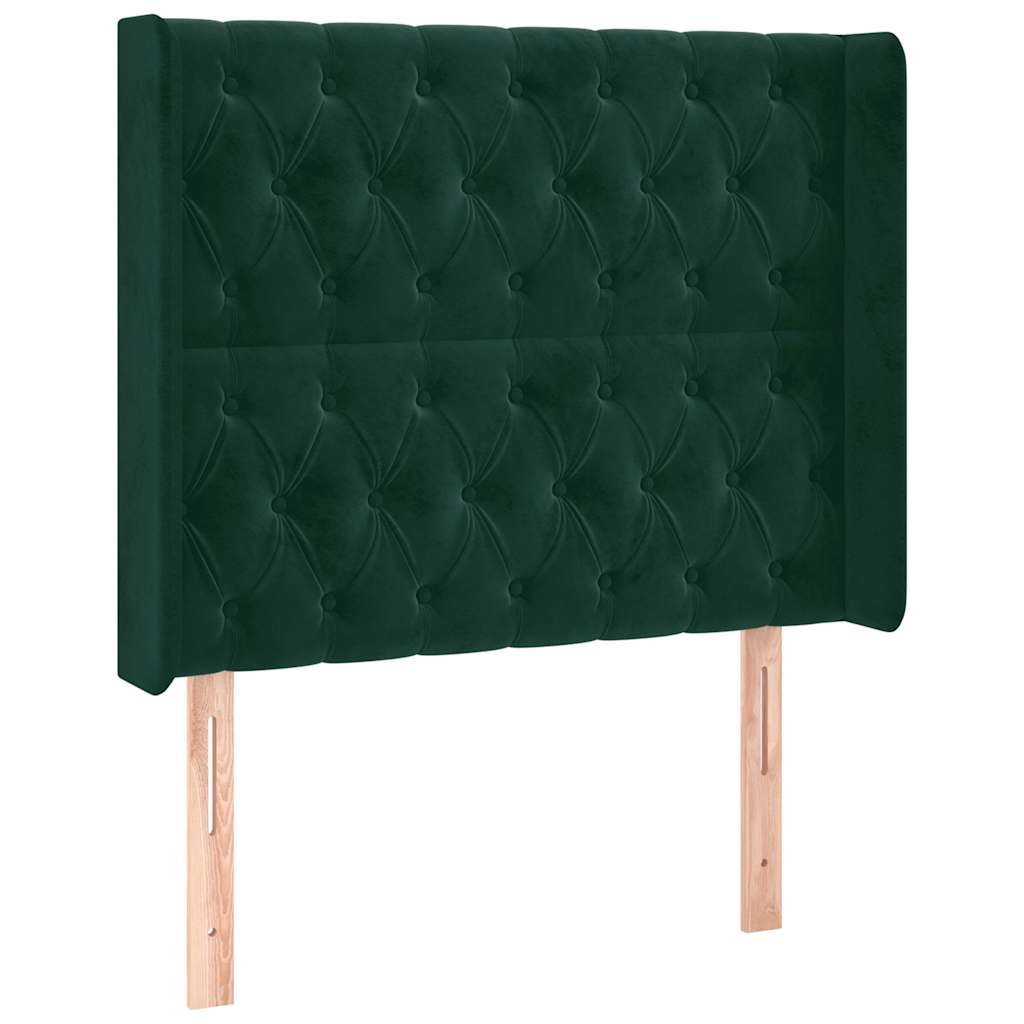 Hoofdbord met randen 93x16x118/128 cm fluweel donkergroen – afbeelding 2