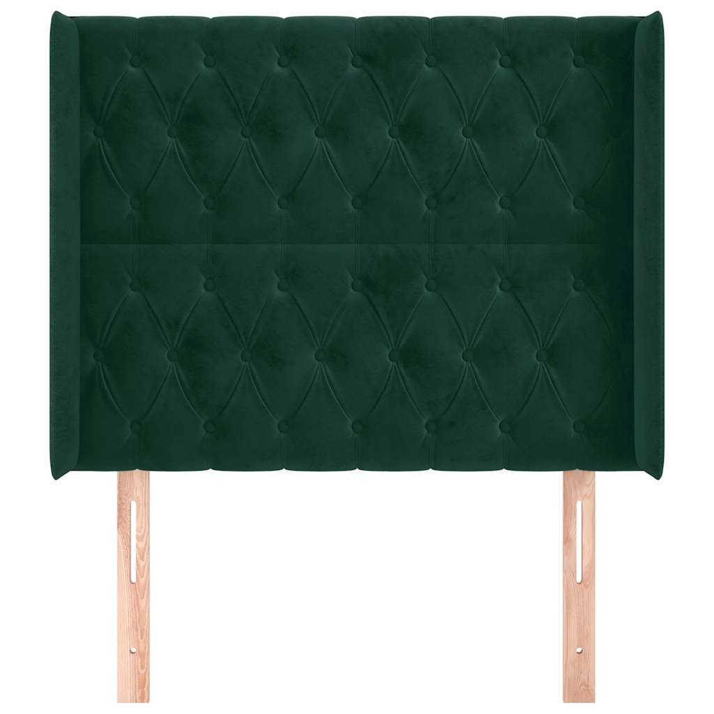 Hoofdbord met randen 93x16x118/128 cm fluweel donkergroen – afbeelding 3